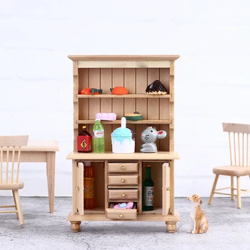 Кукольный домик в миниатюре 1:12, деревянный шкаф-витрина, полка, шкаф для мебели для кукольного домика, аксессуары для декора
