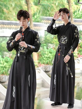 Платье в древнекитайском стиле, Фехтовальщик боевых искусств Hanfu, черные мужские платья, костюмы для косплея, комплект униформы для студенческого класса
