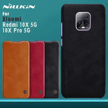 Nillkin для Xiaomi Redmi 10X5G 10XPro Pro 5G Case Бизнес Qin Флип Кожаный Чехол Слот для карт Задняя Крышка