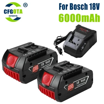 Оригинальная Аккумуляторная Батарея 18V 6000mAh Для Bosch 18V 6.0Ah Резервного Копирования Портативная Сменная Индикаторная лампа BAT609 + Зарядное устройство 3A