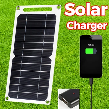 Солнечная панель мощностью 20 Вт, 5 В USB, солнечная батарея, система зарядного устройства для кемпинга, солнечная панель в комплекте для мобильного телефона, часы Power Bank