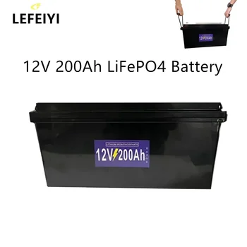 12V 200Ah LiFePO4 Аккумулятор Встроенные Литий-Железо-Фосфатные Элементы BMS Для Кемперов Водонепроницаемая Батарея Гольф-Кара Внедорожная Солнечная Энергия