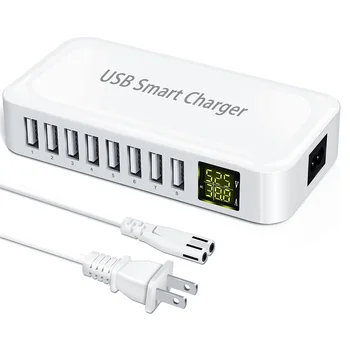 Зарядная станция USB с 8 Портами, Интеллектуальное Зарядное Устройство USB Мощностью 60 Вт / 12А, Мультипортовый Концентратор Для Зарядки со Светодиодным дисплеем-US Plug