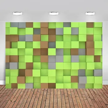 Игра Green Bump Block Для создания Фото-фона на день рождения Мальчиков и девочек Pixel Party Article Photo Фон для купания ребенка