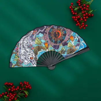 Складной шелковый веер в китайском стиле, декоративный женский мужской пластиковый свадебный ручной веер, красочный карманный веер P6G4