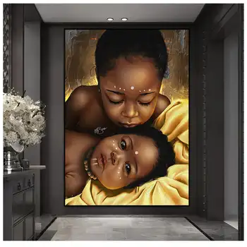 Холст настенное искусство Африканская красота Живопись Милый черный ребенок Любовь Детские плакаты и принты Для домашнего декора гостиной