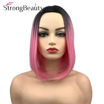 StrongBeauty Прямые женские парики средней длины из синтетических волос с имитацией кожи головы Термостойкий парик многих цветов