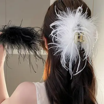 Женская противоскользящая заколка из искусственных перьев для волос, коктейльная свадебная заколка для волос, головные уборы для чаепития