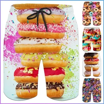 Fuuny Мужские шорты с 3D принтом Hamburger Doughnut, Купальники, Быстросохнущие плавки, мужские шорты для пляжного серфинга Homme Board