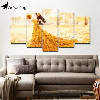 ArtSailing 5 шт. холст настенное искусство абстрактное Кленовое Платье Живопись украшение дома картины для гостиной плакаты и принты