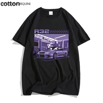 Initial D R32, фиолетовая футболка с дрифтом, мужская летняя футболка с коротким рукавом, мужская футболка в стиле Харадзюку, Забавная уличная одежда из хлопка