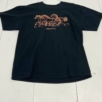 Винтажная Черная футболка с рисунком Ruidoso Wild Stallions с коротким рукавом, мужская, Размер XL