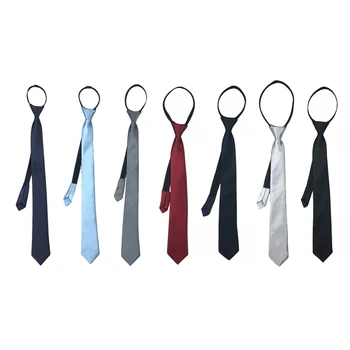 Предварительно завязанный галстук на молнии, длинный форменный галстук JK, узкий галстук-узел