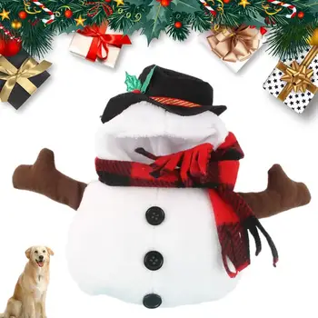 Рождественская одежда для домашних животных, косплей, шляпа снеговика для щенка, красные клетчатые рождественские костюмы для домашних животных, Рождественские костюмы для собак, косплей