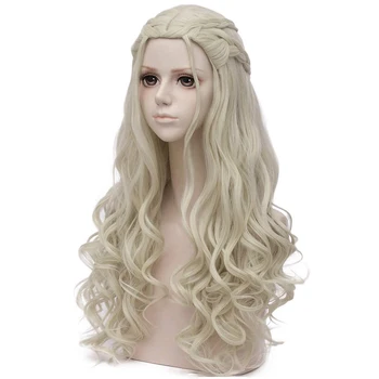 HAIRJOY Женщины Блондинки Косплей Парик Парики из синтетических волос Длинные вьющиеся плетеные Костюм Королева Парик Парик на Хэллоуин