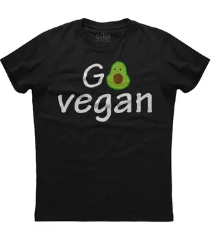 Новая хлопковая черная футболка Go Vegan с принтом авокадо с коротким рукавом