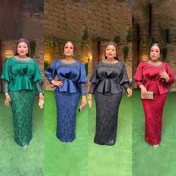 Плюс Размер Африканские Вечерние Платья для Женщин 2023 Новая Мода Дашики Анкара Кружевные Свадебные Платья Элегантное Турецкое Мусульманское Платье Макси