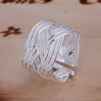Оптовые ювелирные изделия Серебряного цвета с открытым кольцом для помолвки, Свадебная мода для новобрачных, регулировка размера