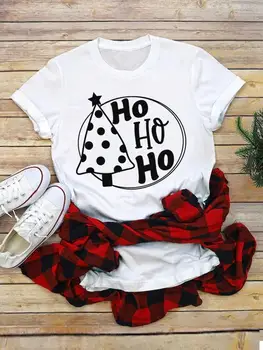 Акварельный стиль, трендовая праздничная верхняя одежда, футболка с принтом, модная Новогодняя рождественская футболка, женская одежда, графические футболки