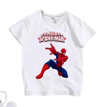 Модные мужские футболки с милым Человеком-пауком из мультфильма Marvel, Летние Свободные блузки с круглым вырезом и короткими рукавами, футболки для мальчиков, Топы Kawaii, Женская одежда