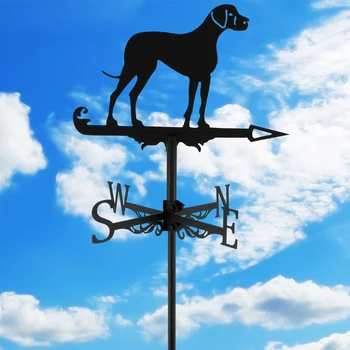Собачий флюгер Металлические флюгеры в виде животных Креативные винтажные флюгеры для собак Сверхпрочная черная собака Направление ветра