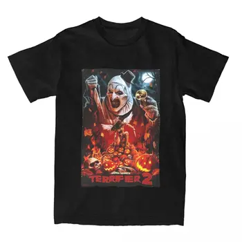 Ужасающий 2 Постер фильма ужасов Мужские футболки Потрясающие футболки с коротким рукавом и круглым вырезом Хлопковая уникальная одежда