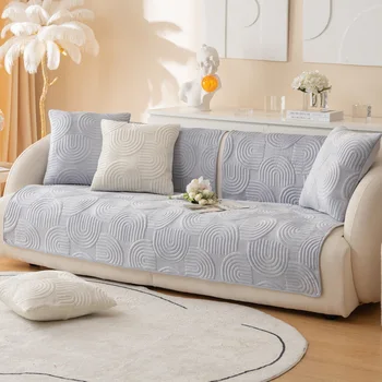 Хлопчатобумажный чехол для дивана для гостиной, Однотонный Грязезащитный чехол для дивана, эластичный защитный коврик для подушки, нескользящий коврик для дивана на 1-3 места