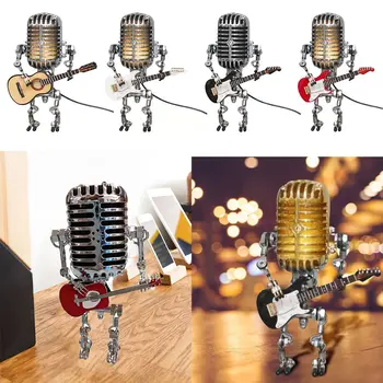 Модельные ретро-украшения из кованого железа, украшения для роботов, настольная лампа, Микрофон для игры на гитаре