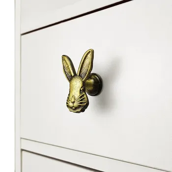 Мебельная ручка из цинкового сплава в форме милого Кролика, Дверные ручки, Ручки для детской комнаты, Выдвижной ящик шкафа