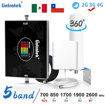 Lintratek 5-Полосный Усилитель Сотовой связи 2G 3G 4G B28 700 850 1700 1900 2600 Ретранслятор мобильного Телефона LTE GSM B7 Усилитель Сетевого Сигнала