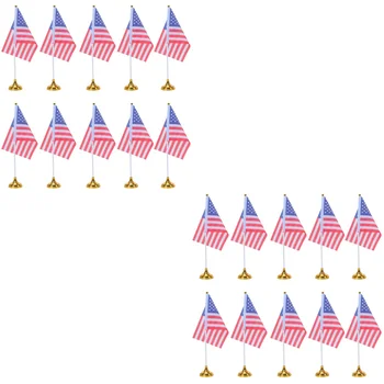 96 Шт Креативный американский настольный флаг Национальный флаг США Флаг страны Настольные флаги Украшение стола для домашнего офиса (24 золотых круга)