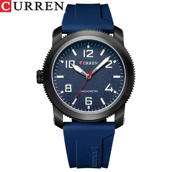 Дизайн корпуса CURREN Watch для мужчин, повседневный силиконовый ремешок, кварцевые наручные часы, спортивные водонепроницаемые часы для мужских часов