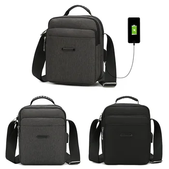 Мужская мини-сумка Корейская повседневная сумка через плечо мужская сумка для мобильного телефона из ткани Оксфорд сумка-мессенджер USB интерфейс сумка через плечо
