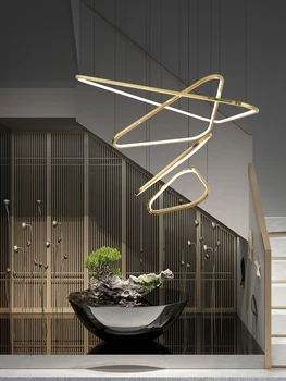 Новый продукт Triangle creative gold современная светодиодная люстра для лофта villa hotel lobby простая дизайнерская лампа