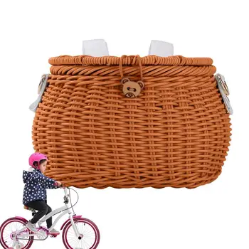 Плетеная велосипедная корзина Плетеный детский рюкзак Велосипедная корзина Водонепроницаемые декоративные принадлежности для путешествий, фотосъемки, позирования и