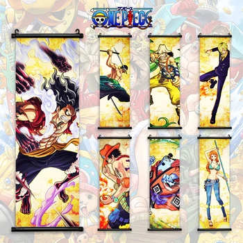 Теплая кровь Аниме One Piece HD Холст Прокрутка Картина Плакат Украшение дома Настенное искусство Подвесная картина Винтажный Luffy Gear 5 Zoro