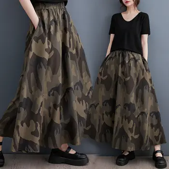 Высококачественная камуфляжная юбка для женщин 2023, Новый Корейский стиль, повседневная Универсальная модная юбка с эластичным поясом, Mujer Faldas c042