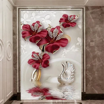 wellyu Пользовательские крупномасштабные обои 3D фотообои обои атмосфера красивая орхидея ювелирные изделия цветок водяной узор обои фреска