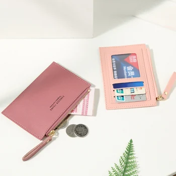 Мужской мини-бизнес-кошелек из искусственной кожи, именной держатель для карт, Однотонный держатель для кредитных карт, Короткий кошелек