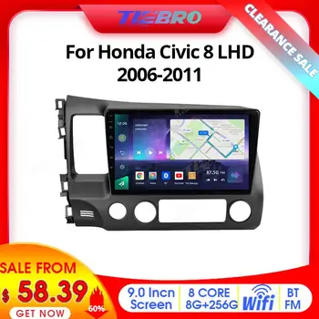 Распродажа TIEBRO Со скидкой 60% A07 8 + 256G Android 10 Автомагнитола Для Honda Civic 8 LHD 2006-2011 Мультимедийная Видеонавигация