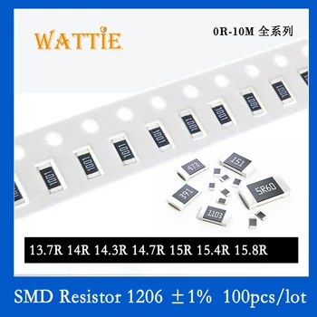SMD резистор 1206 1% 13.7R 14R 14.3R 14.7R 15R 15.4R 15.8R 100 шт./лот микросхемные резисторы 1/4 Вт 3.2 мм * 1.6 мм