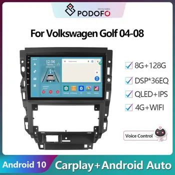 Podofo 2 Din Android10 Автомобильный Радиоприемник Multimidia Видеоплеер Для Volkswagen 04-08/Golf 04-06 GPS Навигация 2din Carplay Auto Stereo