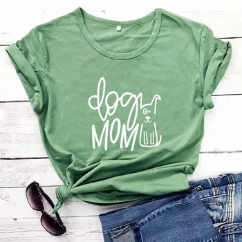 Футболка для мамы-собаки с графическим принтом Dog Mom Life, футболки, Забавные повседневные летние рубашки из 100% хлопка, Подарок любителю собак