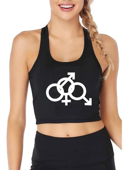 Креативный дизайн ЛГБТ Сексуальный Облегающий укороченный топ Женский Юмор Забавные топы с кокетливым принтом Настраиваемый Хлопковый Дышащий камзол