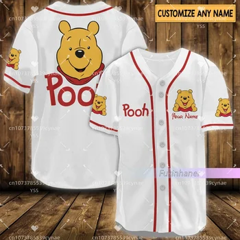 2024 Бейсбольная Майка Disney Pooh с 3D Печатью Winnie The Pooh Повседневная Бейсбольная Рубашка Оверсайз На Заказ С Именем И Номером Бейсбольная Майка