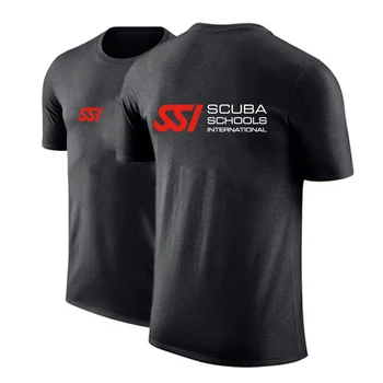 Летняя мужская футболка с принтом SSI для подводного плавания С логотипом Автомобиля, Уличная Повседневная Мужская рубашка С короткими рукавами, Однотонная футболка С круглым вырезом