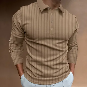 Мужская футболка с длинными рукавами из полосатой ткани, быстросохнущая дышащая нижняя рубашка с отложным воротником, Спортивная Одежда для занятий Фитнесом