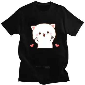 Забавная Милая Женская футболка Peach and Goma Mochi Cat с Мультяшным принтом, женская Кавайная Одежда Harajuku