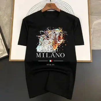 Летняя футболка Y2k с буквенным принтом Milano, Роскошные футболки с короткими рукавами, Свободные Мягкие топы из чистого хлопка Азиатского размера
