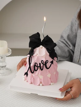 Изогнутые свечи на День Матери, Топпер для торта, Бездымные принадлежности для выпечки, Розовая, желтая, Фиолетовая лента, украшение для дня рождения, Свадебное украшение в виде сердца, любовь